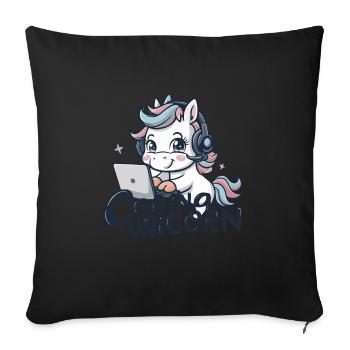 LICORNE DU CODAGE - Housse de coussin décorative 45 x 45 cm - noir - Devant