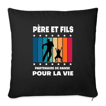 Father and Son Dancing Vintage Man Dad - Sofa pillowcase 17,3'' x 17,3'' (45 x 45 cm) - black - Front