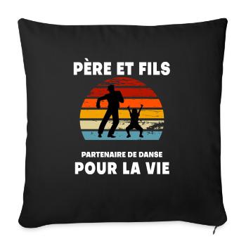 Father and Son Dance Vintage Retro Sunset Dad - Sofa pillowcase 17,3'' x 17,3'' (45 x 45 cm) - black - Front