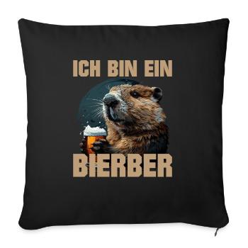 Ich bin ein Bierber lustiges Wortspiel Fun - Sofakissenbezug 45 x 45 cm - Schwarz - Vorne