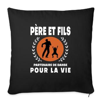 Vater Sohn Tanz Vintage Retro Papa - Sofakissenbezug 45 x 45 cm - Schwarz - Vorne