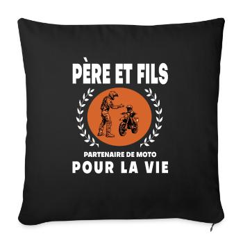 Vater Sohn Motorrad Vintage Retro Biker Papa - Sofakissenbezug 45 x 45 cm - Schwarz - Vorne