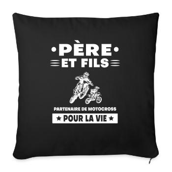 Father and Son Motocross Duo Man Biker - Sofa pillowcase 17,3'' x 17,3'' (45 x 45 cm) - black - Front