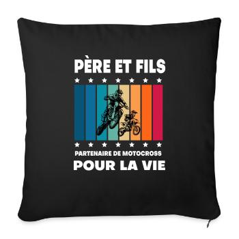 Father and Son Vintage Motocross Man Biker - Sofa pillowcase 17,3'' x 17,3'' (45 x 45 cm) - black - Front