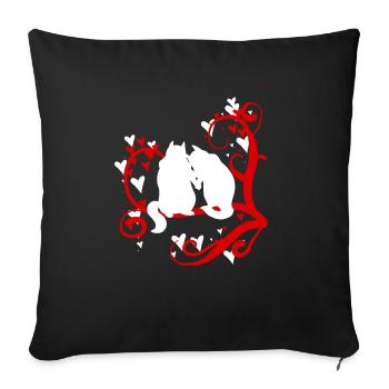 Squirrels In Love On A Tree Funny Chipmunks Animal - Sofa pillowcase 17,3'' x 17,3'' (45 x 45 cm) - black - Front