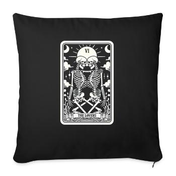 Tarotkarte Die Liebenden VI, Tarot Karte Skelette - Sofakissenbezug 45 x 45 cm - Schwarz - Vorne