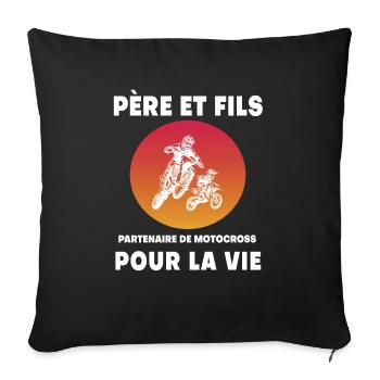 Father and Son Motocross Retro Vintage Biker - Sofa pillowcase 17,3'' x 17,3'' (45 x 45 cm) - black - Front