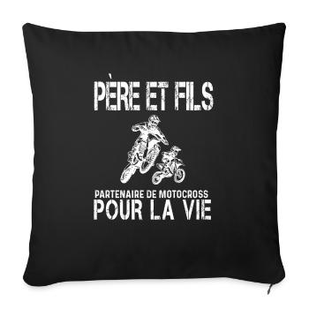 Father and son motocross biker - Sofa pillowcase 17,3'' x 17,3'' (45 x 45 cm) - black - Front