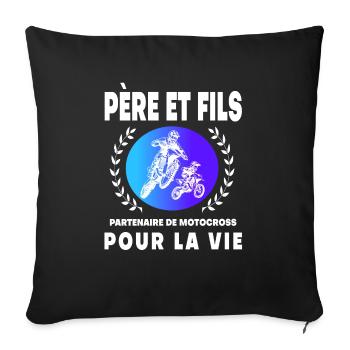 Father Son Motocross Retro Vintage Man Biker - Sofa pillowcase 17,3'' x 17,3'' (45 x 45 cm) - black - Front