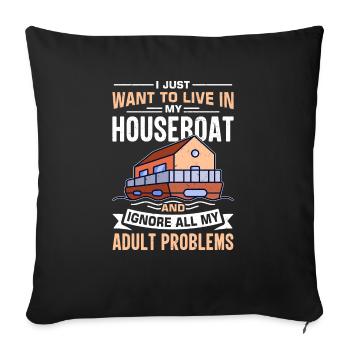 Drôle de dicton de péniche - Housse de coussin décorative 45 x 45 cm - noir - Devant