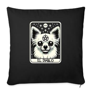 Tarot Card The Devil XV, Tarot Card Chihuahua - Sofa pillowcase 17,3'' x 17,3'' (45 x 45 cm) - black - Front