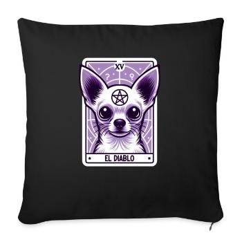 Tarotkarte Der Teufel XV, Tarot Karte Chihuahua - Sofakissenbezug 45 x 45 cm - Schwarz - Vorne