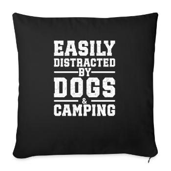Easily Distracted By Dogs & Camping - Sofa pillowcase 17,3'' x 17,3'' (45 x 45 cm) - black - Front
