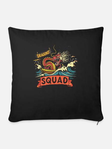 Lustiges Drachenboot-paddel - Sofakissenbezug 45 x 45 cm - Schwarz