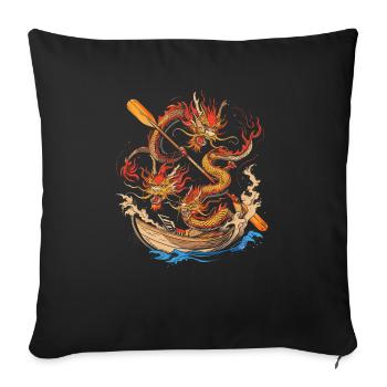 Lustiges Drachenboot-paddel - Sofakissenbezug 45 x 45 cm - Schwarz - Vorne