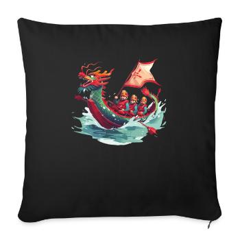 Lustiges Drachenboot-paddel - Sofakissenbezug 45 x 45 cm - Schwarz - Vorne