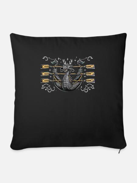 Lustiges Drachenboot-paddel - Sofakissenbezug 45 x 45 cm - Schwarz