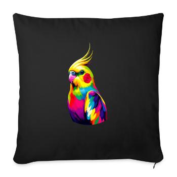 Pop Art coloré Cockatiel Observation des oiseaux - Housse de coussin décorative 45 x 45 cm - noir - Devant