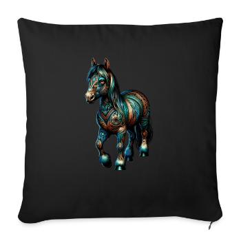 Mandala Art Miniature Horse Horseback Horses - Sofa pillowcase 17,3'' x 17,3'' (45 x 45 cm) - black - Front