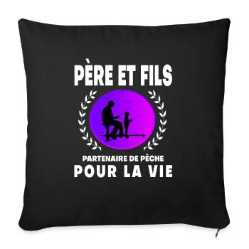 Father Son Fishing Vintage Retro Sunset Dad Fisherman - Sofa pillowcase 17,3'' x 17,3'' (45 x 45 cm) - black - Front