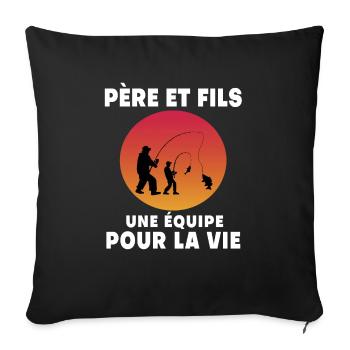 Father and Son Fishing Retro Vintage Dad Fisherman - Sofa pillowcase 17,3'' x 17,3'' (45 x 45 cm) - black - Front