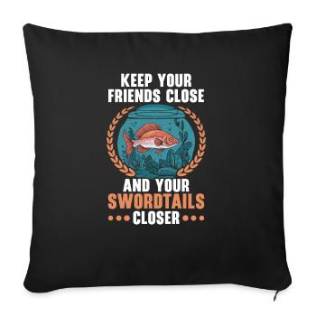 Poisson-épée Aquarium d’eau douce Aquariophile - Housse de coussin décorative 45 x 45 cm - noir - Devant
