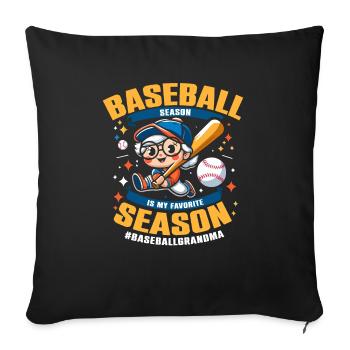 Journée des grands-parents de grand-mère de baseball - Housse de coussin décorative 45 x 45 cm - noir - Devant