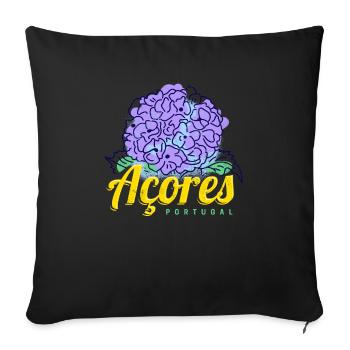 Azores Hydrangea Blossom Portugal Vintage Souvenir - Sofa pillowcase 17,3'' x 17,3'' (45 x 45 cm) - black - Front