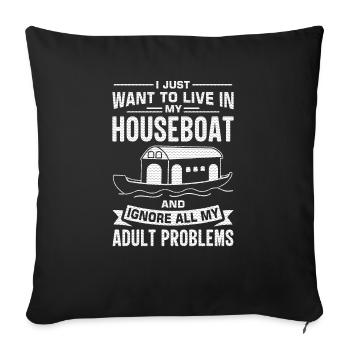 Drôle de dicton de péniche - Housse de coussin décorative 45 x 45 cm - noir - Devant