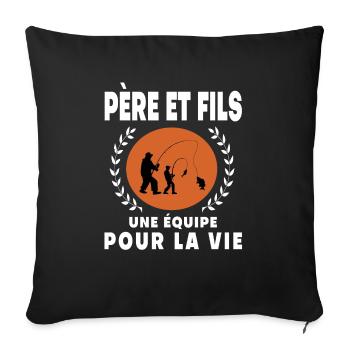 Father Son Fishing Vintage Retro Dad Fisherman - Sofa pillowcase 17,3'' x 17,3'' (45 x 45 cm) - black - Front