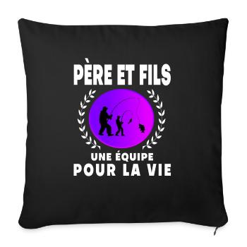 Father Son Fishing Vintage Retro Sunset Dad Fisherman - Sofa pillowcase 17,3'' x 17,3'' (45 x 45 cm) - black - Front