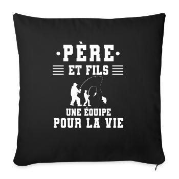 father son fishing dad fisherman - Sofa pillowcase 17,3'' x 17,3'' (45 x 45 cm) - black - Front