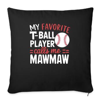 Journée des grands-parents de grand-mère de baseball - Housse de coussin décorative 45 x 45 cm - noir - Devant