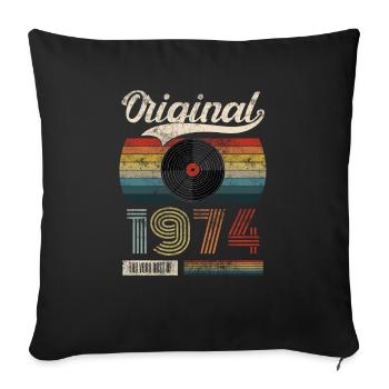 1974 Vintage Birthday Gift Tee Retro Style - Sofa pillowcase 17,3'' x 17,3'' (45 x 45 cm) - black - Front