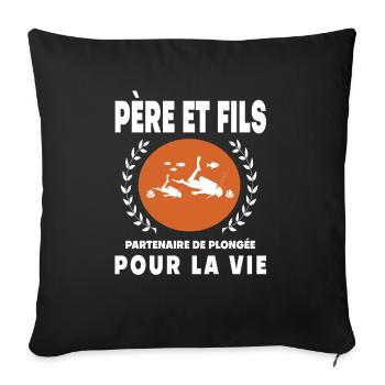 Vater Sohn Tauchen Vintage Retro Papa Taucher - Sofakissenbezug 45 x 45 cm - Schwarz - Vorne
