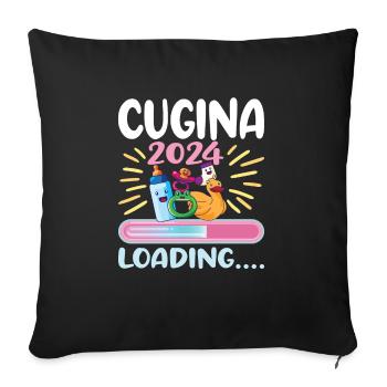 Become a cousin in 2024 - Sofa pillowcase 17,3'' x 17,3'' (45 x 45 cm) - black - Front