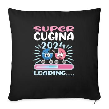 Become a cousin in 2024 - Sofa pillowcase 17,3'' x 17,3'' (45 x 45 cm) - black - Front