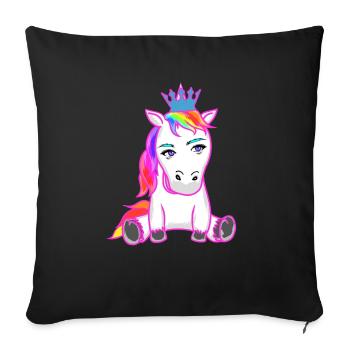 Einhorn Einhörner Fabelwesen Fabeltiere Kind - Sofakissenbezug 45 x 45 cm - Schwarz - Vorne