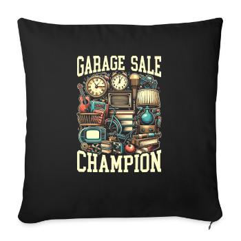 Vente de garage Dicton Shopping Friperie - Housse de coussin décorative 45 x 45 cm - noir - Devant