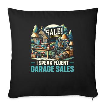 Flohmarkt Sprichwort Einkaufen Sparsamkeit Sparsamkeit - Sofakissenbezug 45 x 45 cm - Schwarz - Vorne