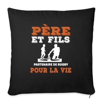 father and son rugby partner life dad rugby player - Sofa pillowcase 17,3'' x 17,3'' (45 x 45 cm) - black - Front
