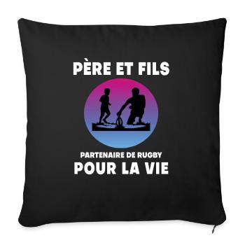 Father and Son Rugby Retro Vintage Man Dad - Sofa pillowcase 17,3'' x 17,3'' (45 x 45 cm) - black - Front