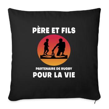Father and Son Rugby Retro Vintage Dad Rugby Man - Sofa pillowcase 17,3'' x 17,3'' (45 x 45 cm) - black - Front