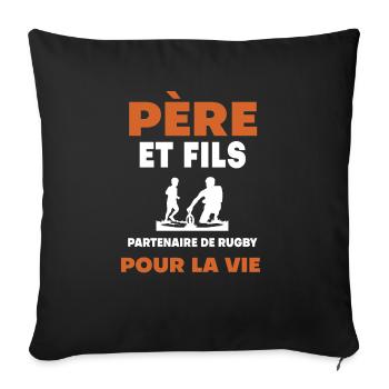father son rugby duo man dad rugby player - Sofa pillowcase 17,3'' x 17,3'' (45 x 45 cm) - black - Front