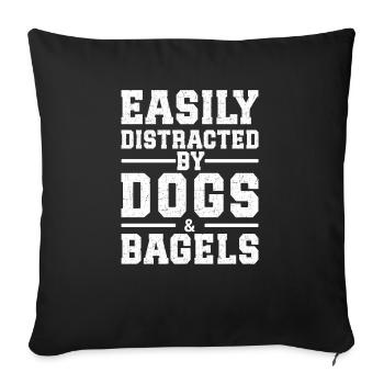 Easily Distracted By Dogs & Bagels - Sofa pillowcase 17,3'' x 17,3'' (45 x 45 cm) - black - Front