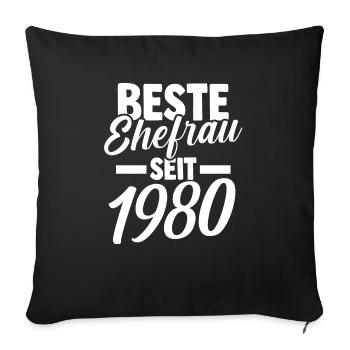 Meilleure épouse de la Saint-Valentin depuis 1980 - Housse de coussin décorative 45 x 45 cm - noir - Devant