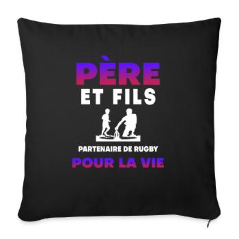 father son rugby partner for life dad - Sofa pillowcase 17,3'' x 17,3'' (45 x 45 cm) - black - Front