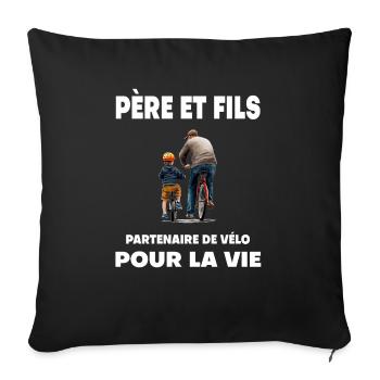 Fahrrad Vater und Sohn Duo Mann Partner Papa - Sofakissenbezug 45 x 45 cm - Schwarz - Vorne