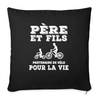 Father and son bike partner for life dad - Sofa pillowcase 17,3'' x 17,3'' (45 x 45 cm) - black - Front