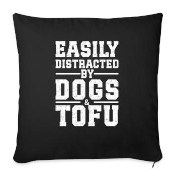 Easily Distracted By Dogs & Tofu - Sofa pillowcase 17,3'' x 17,3'' (45 x 45 cm) - black - Front